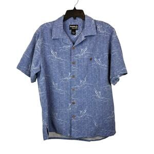 Vtg Guide Series Silk Blue Marlin Swordfish Hawaiian Shirt Sz Med‎ EUC
